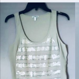 Express Size Small Tank Light Gray Striped Silver